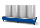 Gray Spill Pallet Classic-Line In Steel For 4 Drums Painted Accessible Underneath With Grid