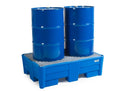 Dark Cyan Spill Pallet Classic-Line In Polyethylene (PE) For 2 Drums, With Galvanised Grid