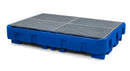 Dark Slate Blue Spill Pallet Classic-Line In Polyethylene (PE) For 4 Drums, With Galvanised Grid