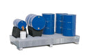 Dark Slate Blue Spill Pallet Classic-Line In Steel For 8 Drums, Galv., Access. Underneath With Grid