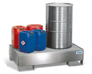 Light Slate Gray Spill Pallet Pro-Line In St Steel For 2 Drums, Access. Underneath, With Galvanised Grid