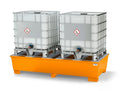Gray Spill Pallet Base-Line In Steel For 2 IBC, Painted, Support Profile