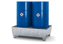 Midnight Blue Spill Pallet Classic-Line In Steel For 2 Drums, Galv., Access. Underneath, With Grid