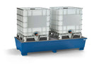 Gray Spill Pallet Classic-Line In Steel For 2 IBCs, Painted, 2 Grids