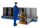 Dim Gray Spill Pallet Classic-Line In Steel For 12 Drums Painted, Access. Underneath With Grid